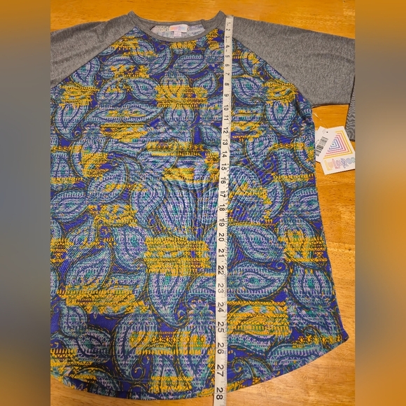 LuLaRoe Blue and Yellow Floral Blouse - Picture 6 of 6